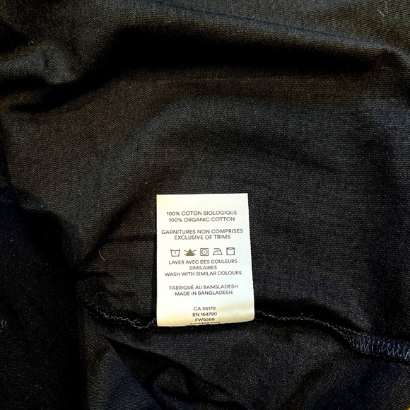 Frank & Oak Basic Long Sleeve Cotton Basic Shirt in Black Size Large - Picture 3 of 3